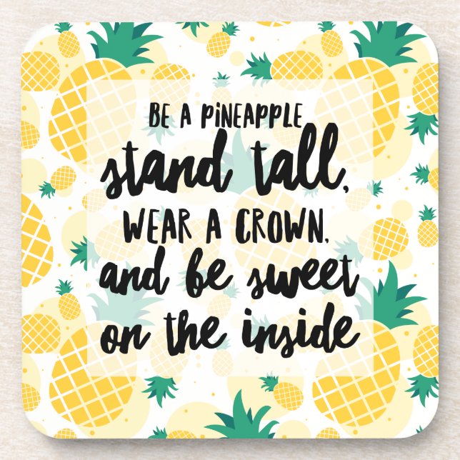 Pineapple Plastic coasters w/cork back - set of 6 (Front)