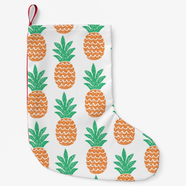 Pineapple Play: Fun Pattern Delight. Small Christmas Stocking (Front)