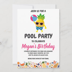 pineapple pool party invitations