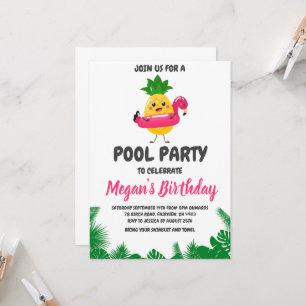 pineapple pool party invitations