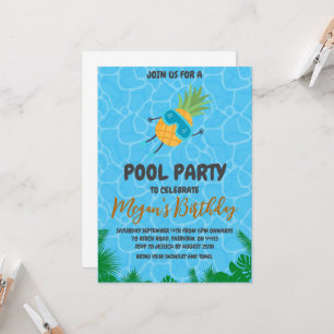 pineapple pool party invitations