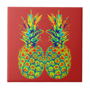 Pineapple Pop Art Ceramic Tile