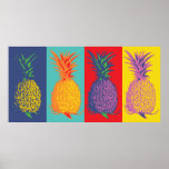 Pineapple Pop Art Poster<br><div class="desc">Pineapple Pop Art Poster - Presenting a colorful and funky poster of a row of pineapples. Remind yourself of your love for all things tropical. Presented in pop art style and colors : indigo blue, jade, purple, green red and yellow. This modern pineapple wall art piece will give a dash...</div>