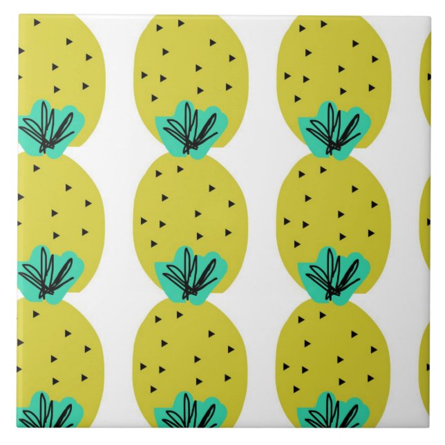 Pineapple Pop Doodle Art Ceramic Tile (Front)