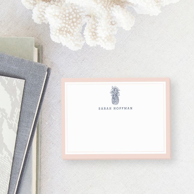 Pineapple Prep | Blush & Navy Personalized Post-it Notes (Creator Uploaded)