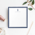 Pineapple Prep | Navy & White Personalized Notepad<br><div class="desc">Add a touch of chic preppy style to your desk with our personalized memo pad in classic navy blue and white. Design features a navy border with a small navy blue pineapple illustration and your name,  monogram or choice of personalization.</div>