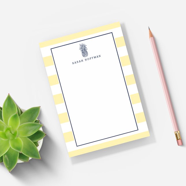 Pineapple Prep | Navy & Yellow Personalized Post-it Notes (Creator Uploaded)