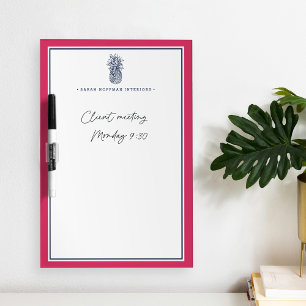 Pineapple Prep Pink & Navy Personalized Dry-Erase Board