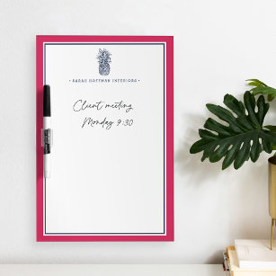 Pineapple Prep   Pink & Navy Personalized Dry-Erase Board