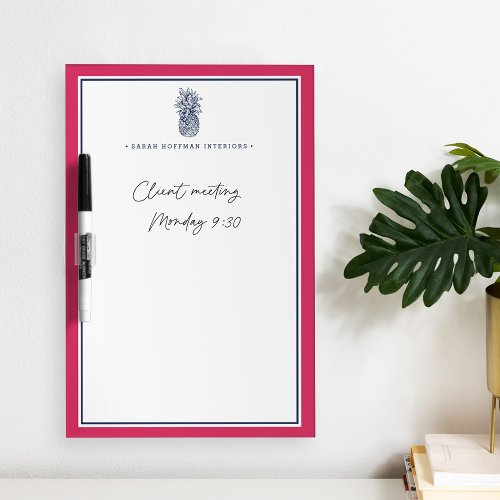 Pineapple Prep  Pink  Navy Personalized Dry_Erase Board