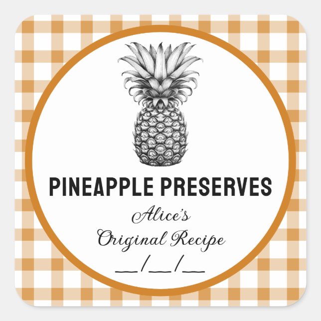 Pineapple preserves label with checkered pattern (Front)