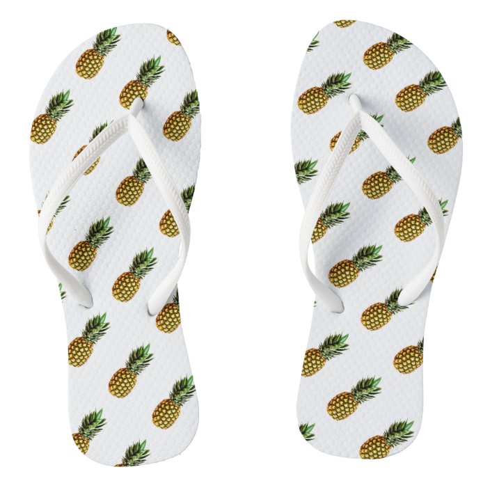 Pineapple print flip flops Custom beach slippers