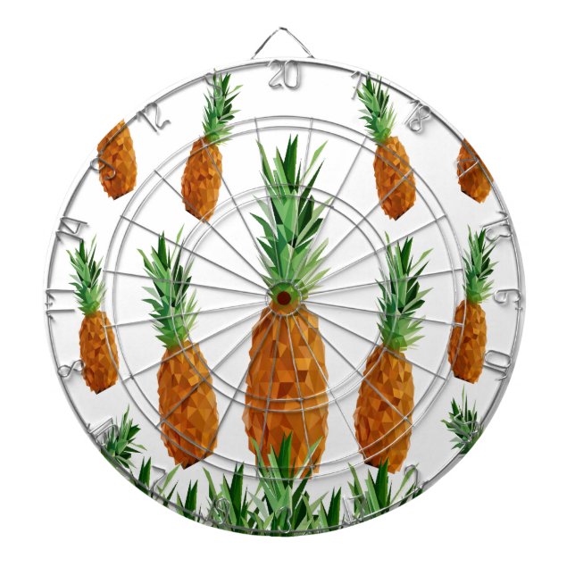 pineapple print polygonal pattern dartboard with darts (Front)