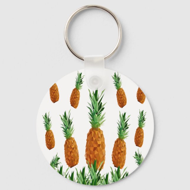 pineapple print polygonal pattern keychain (Front)