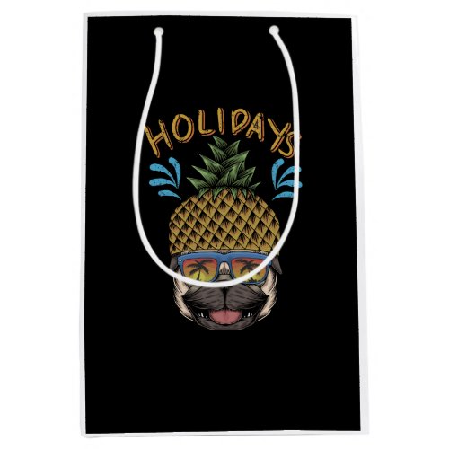 pineapple pug holidays medium gift bag