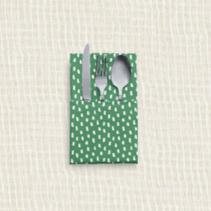 Pineapple Punch Tropical Brush Strokes Leafy Green Cloth Napkin