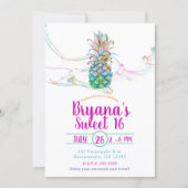 Pineapple Rainbow Color Splash Sweet 16 Party Invitation (Front)