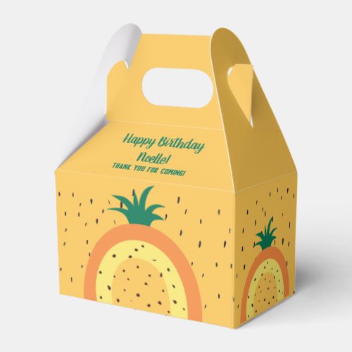 Pineapple Rainbow Polka Dots Orange Birthday Favor Boxes