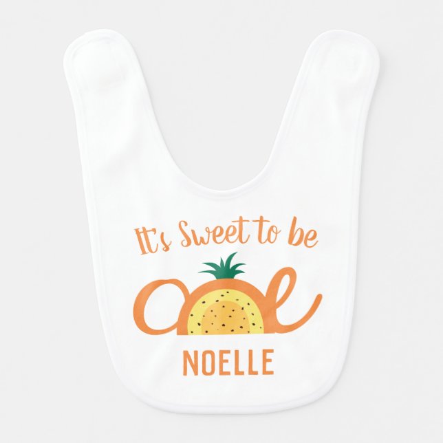 Pineapple Rainbow, Sweet to be One, 1st Birthday Baby Bib (Front)