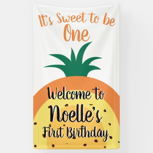 Pineapple Rainbow Sweet to be One 1st Birthday Banner