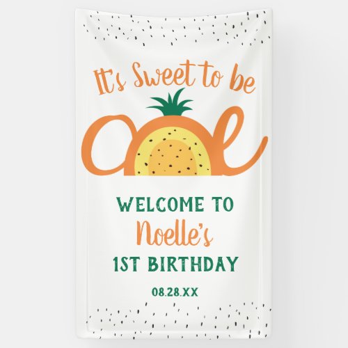 Pineapple Rainbow Sweet to be One 1st Birthday Banner