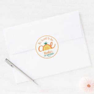 Pineapple Rainbow, Sweet to be One, 1st Birthday Classic Round Sticker