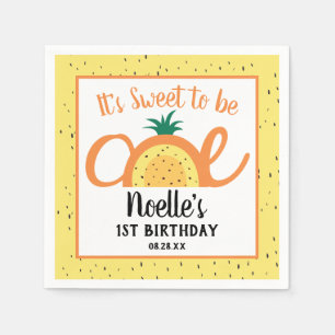 Pineapple Rainbow, Sweet to be One, 1st Birthday Napkins