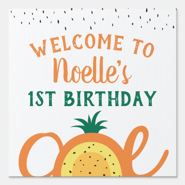 Pineapple Rainbow, Sweet to be One, 1st Birthday Sign (Front)