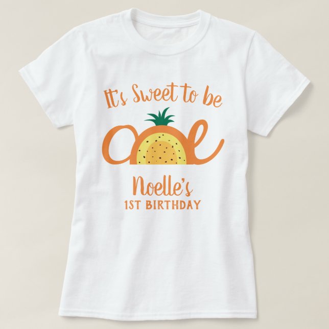 Pineapple Rainbow, Sweet to be One, 1st Birthday T-Shirt (Design Front)