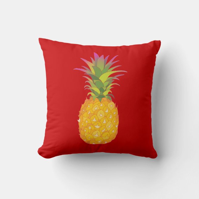 Pineapple - Red Tropical Pillow (Front)