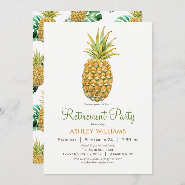 Pineapple Retirement Party Invitation (Front/Back)