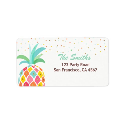 Pineapple Return Address Label Tropical Aloha Luau