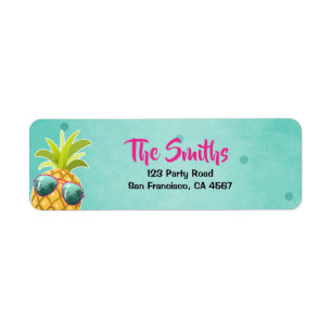Pineapple Return Address Label Tropical Aloha Luau