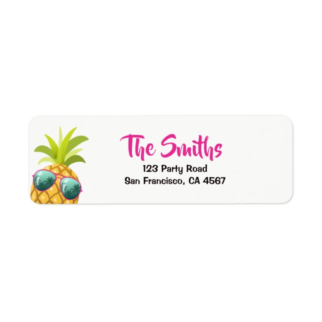 Pineapple Return Address Label Tropical Aloha Luau (Front)