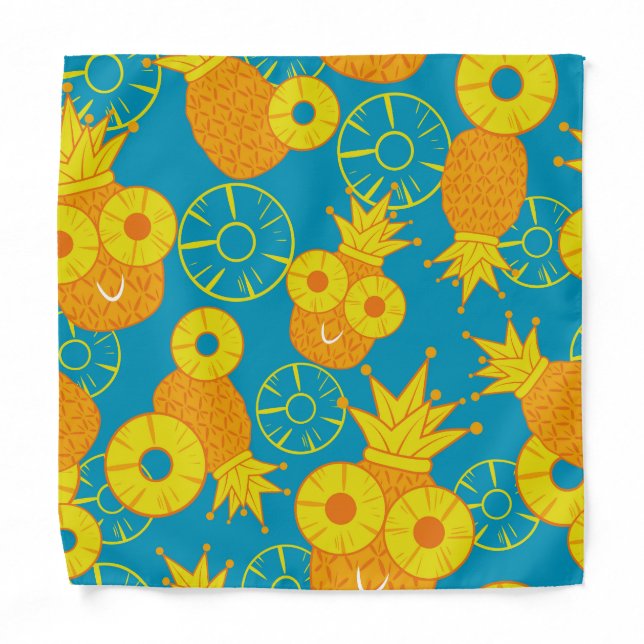 Pineapple Rings: Doodle Cartoon Vintage. Bandana (Front)