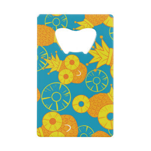 Pineapple Rings: Doodle Cartoon Vintage. Credit Card Bottle Opener