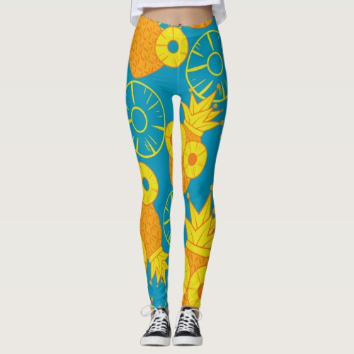 Pineapple Rings Doodle Cartoon Vintage Leggings