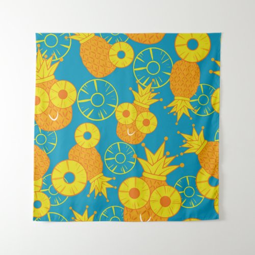 Pineapple Rings Doodle Cartoon Vintage Tapestry