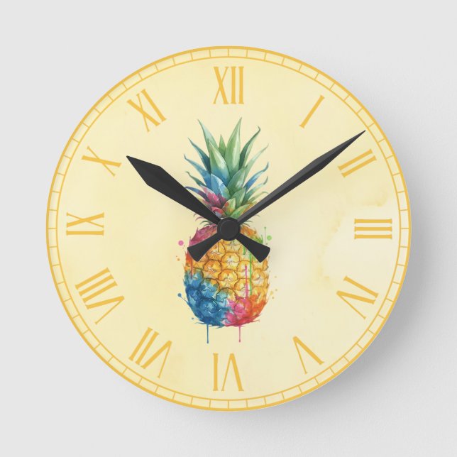 Pineapple Round Clock (Front)