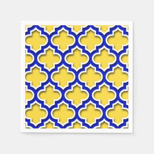 Pineapple Royal Blue Wht Moroccan Quatrefoil #5DS Napkins