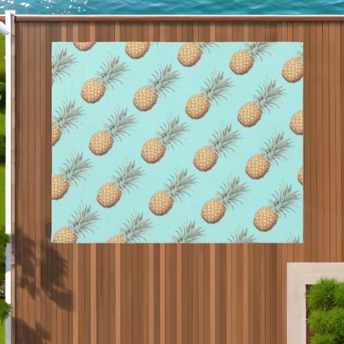 Pineapple rug _ Aqua Blue Pineapple Pattern Carpet