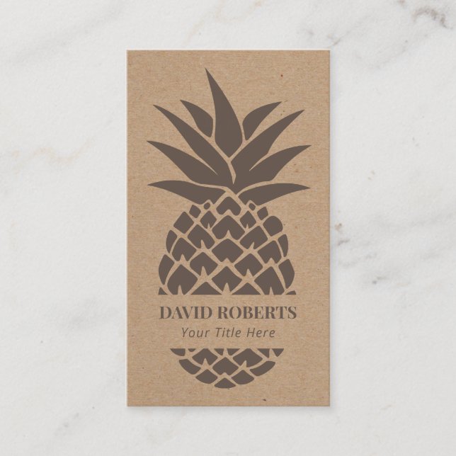 Pineapple Rustic Kraft Business Card (Front)
