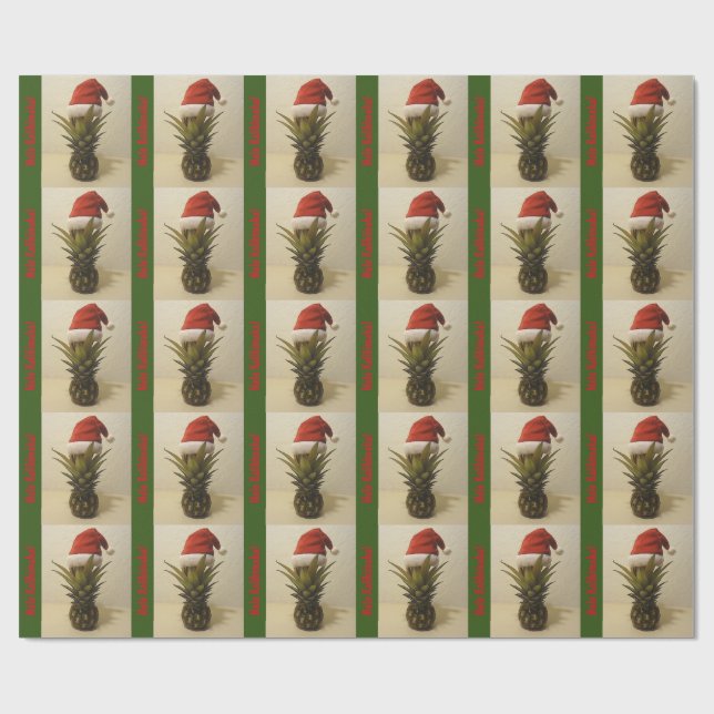 Pineapple Santa Hawaiian Mele Kalikima Gift Wrap (Flat)