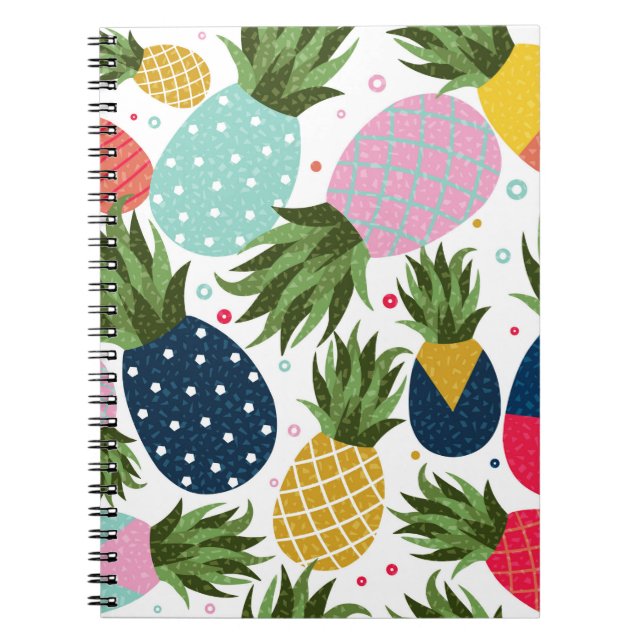 Pineapple seamless pattern illustration, colorful  notebook (Front)