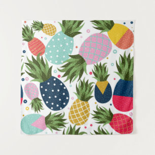 Pineapple seamless pattern illustration, colorful  tapestry