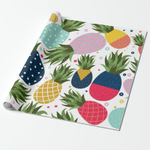 Pineapple seamless pattern illustration, colorful wrapping paper