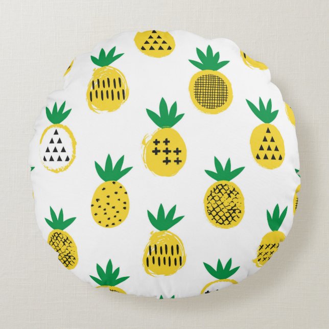 Pineapple seamless pattern. Kid design.  Round Pillow (Front)