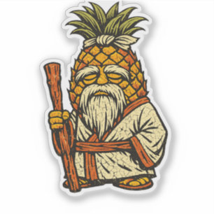 Pineapple Sensei — Funny Fruit Wise Master Vintage Sticker