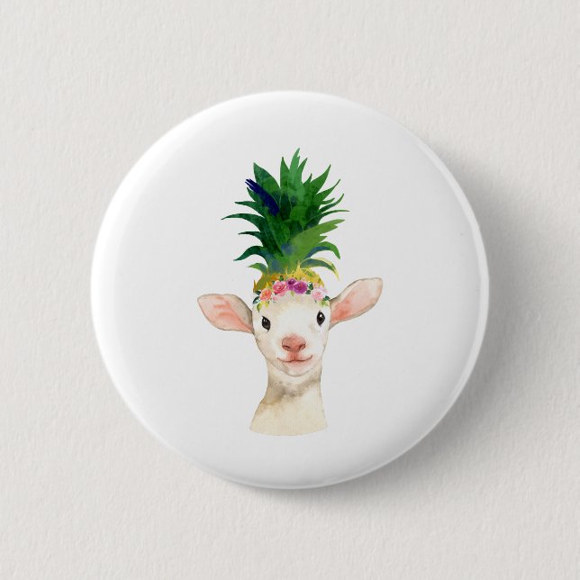 Pineapple Sheep Lamb Carnival Button (Front)