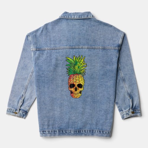 Pineapple Skull Aloha Beaches Hawaiian Hawaii Goth Denim Jacket